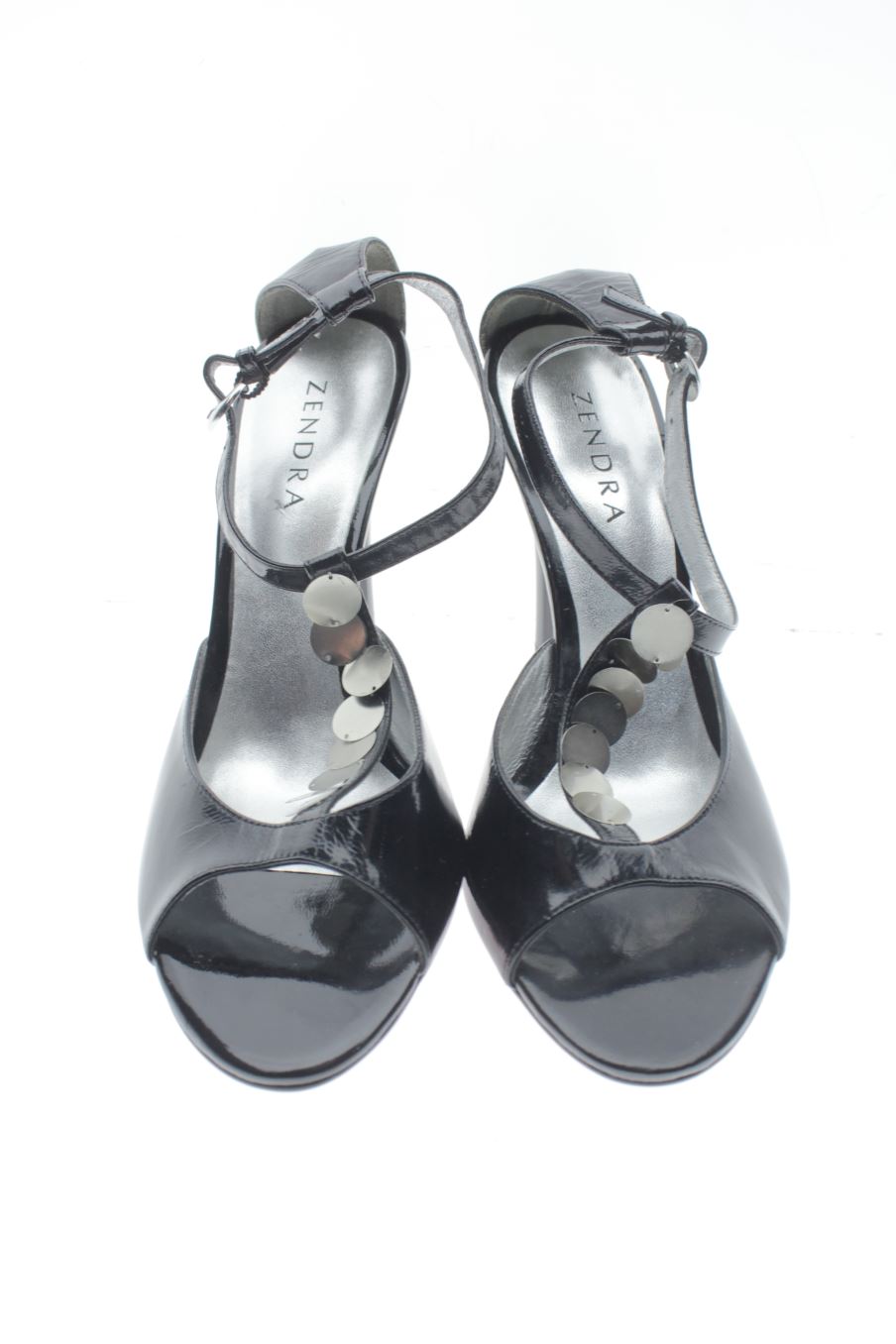 Sandalias tacon de Zendra de la talla 37, de color negro de