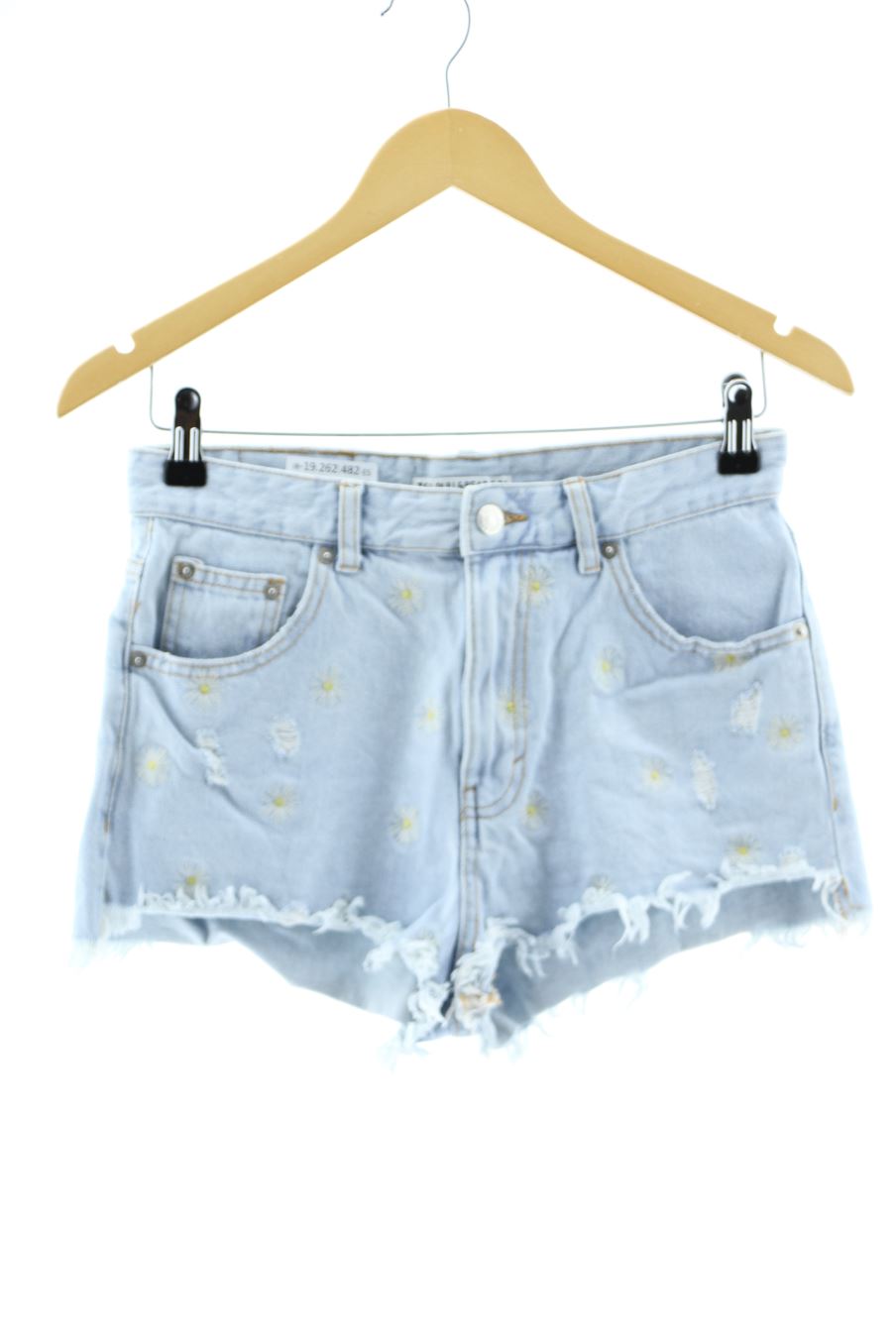 Shorts Pull & Bear de la taille 36, de couleur fleurs de denim