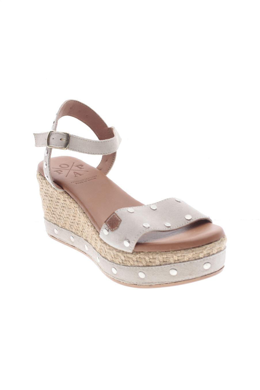 Sandalias tacon de POPA de la talla 38, de color beige