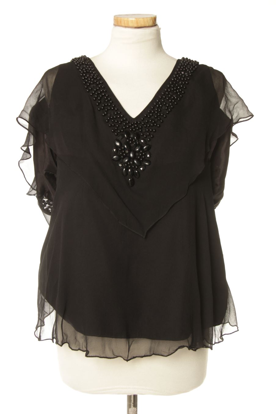 Blusa de manga corta de Mangosteen de la talla S, de color negro