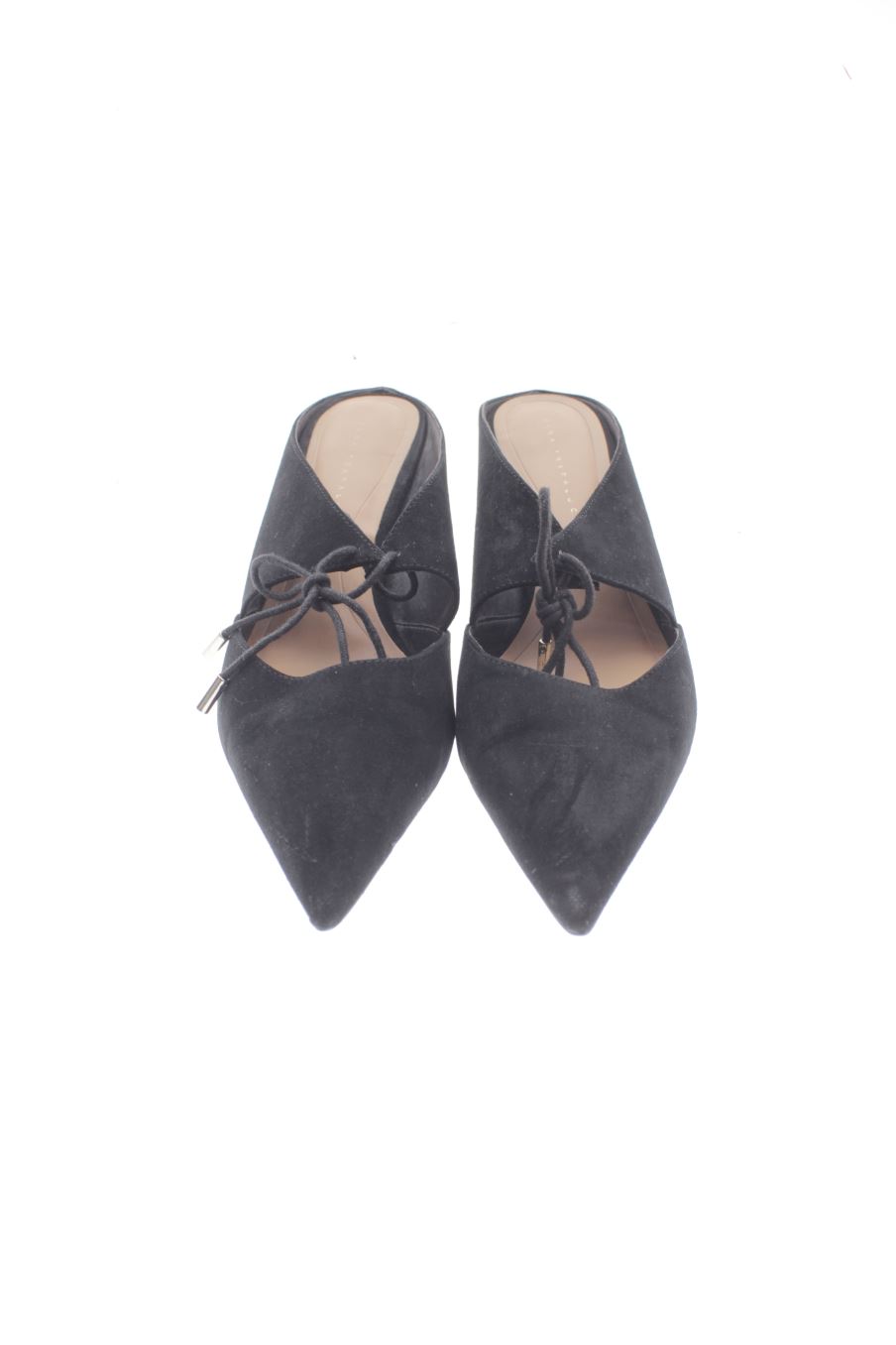Sandalias tacon de Zara de la talla 38, de color negro de