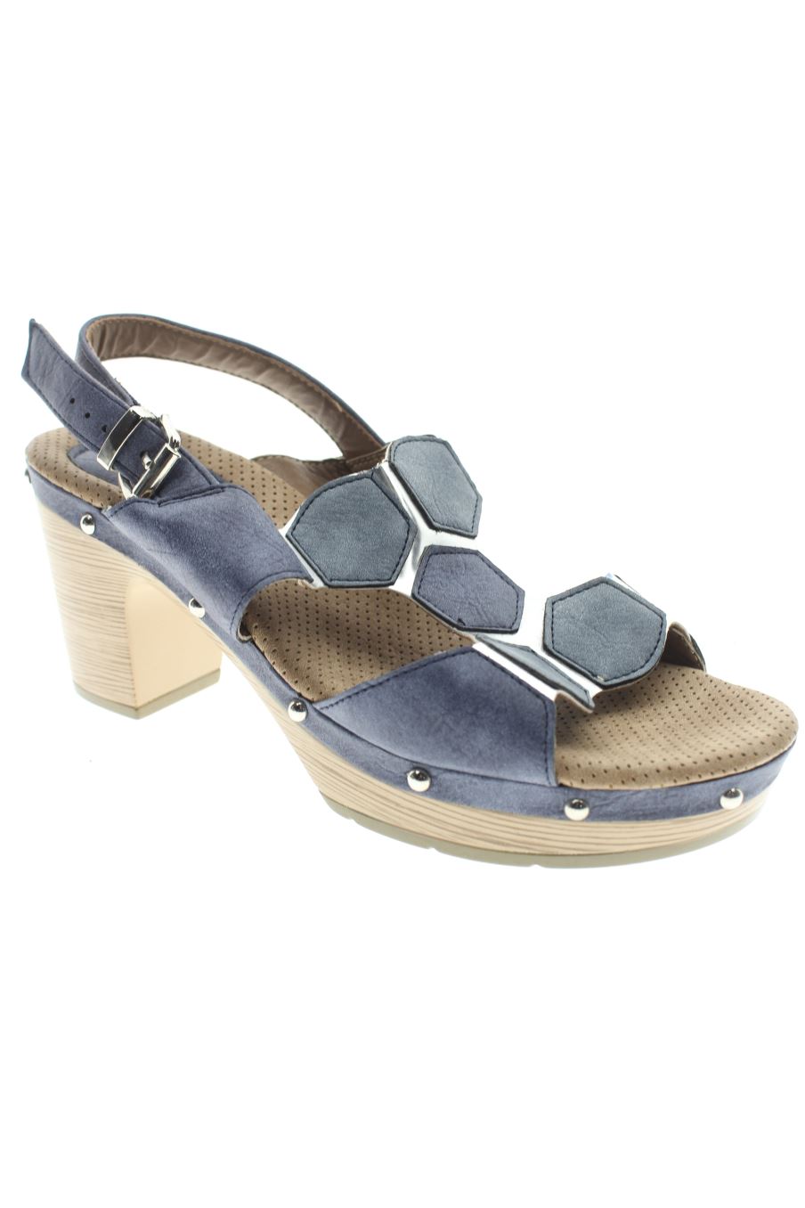 Sandalias tacon de URBANITAS de la talla 35, de color azul de