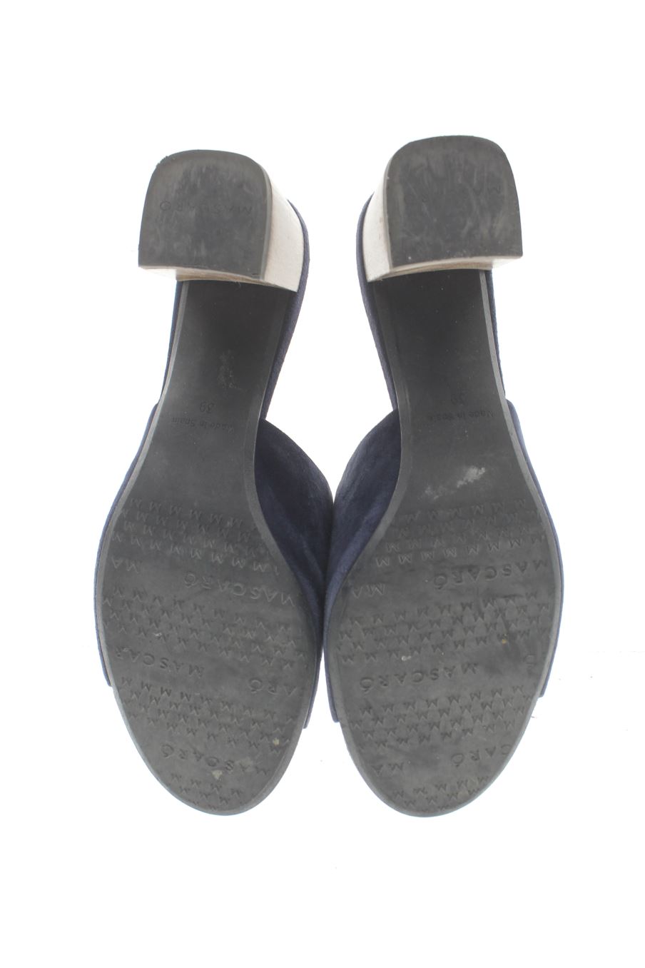 Sandalias tacon de MASCARÓ de la talla 39, de color azul marino de