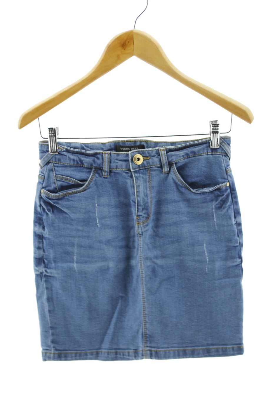Aufwändiger Rock von Women only Größe 36, Farbe Blau, aus Jeanskleidung für