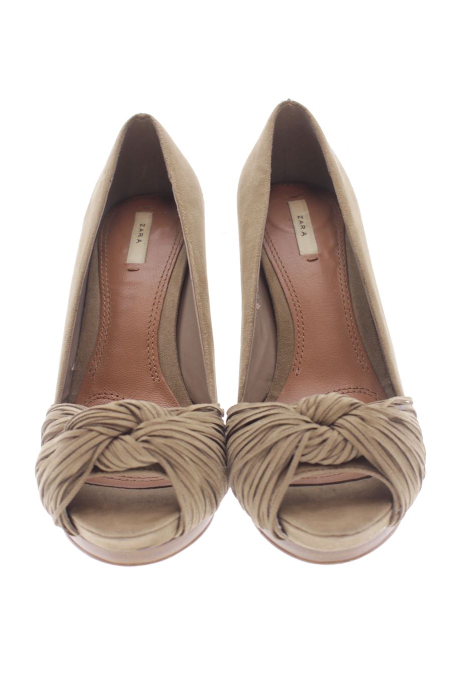 Sandalias tacon de Zara de la talla 37, de color marrón de