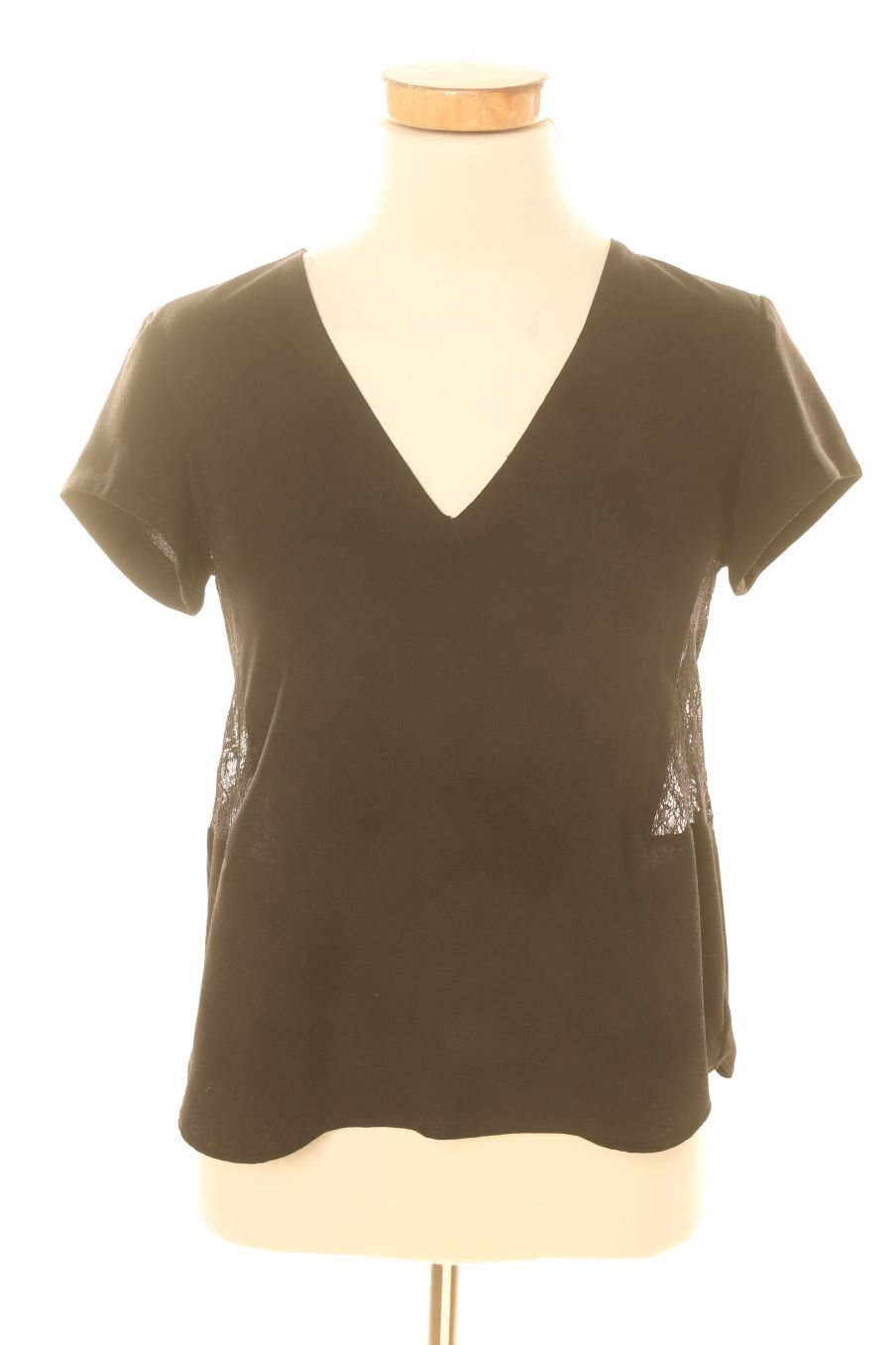 Blouse à manches courtes Zara de la taille S, de couleur noir