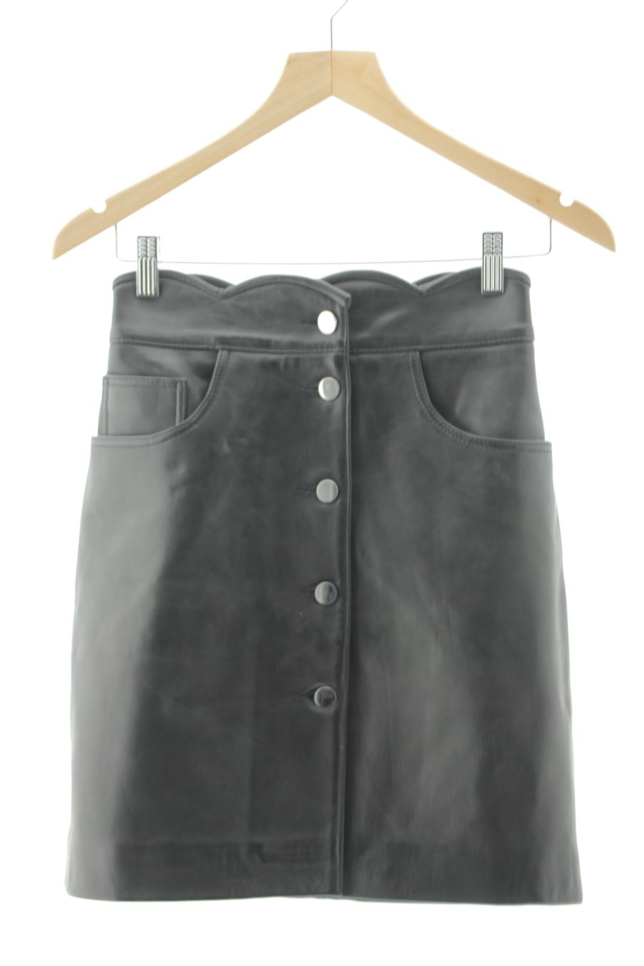 Jupe Maje de la taille 36, de couleur noir de cuir et daim