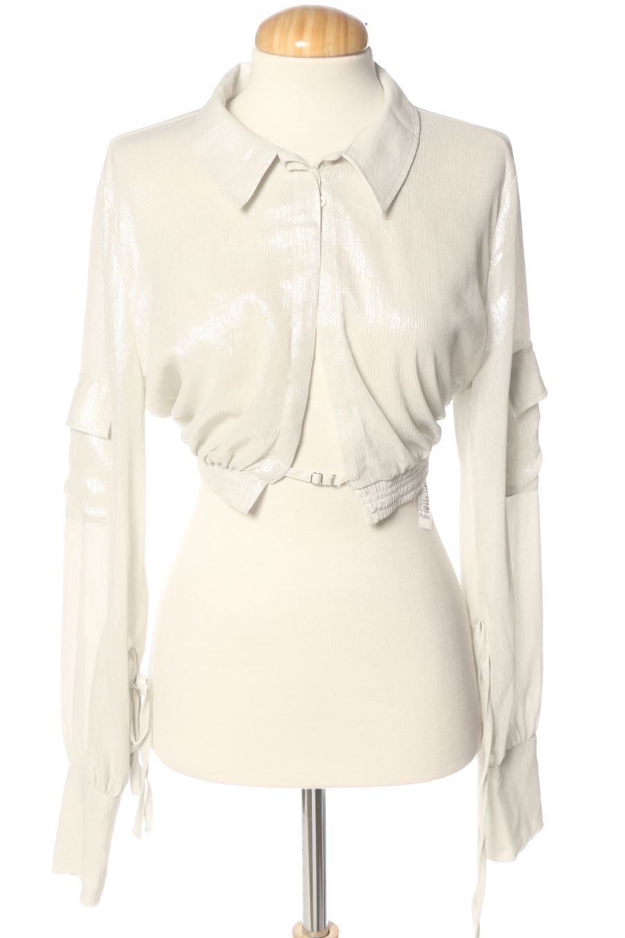 Blouse à manches longues Bershka de la taille S, de couleur blanc
