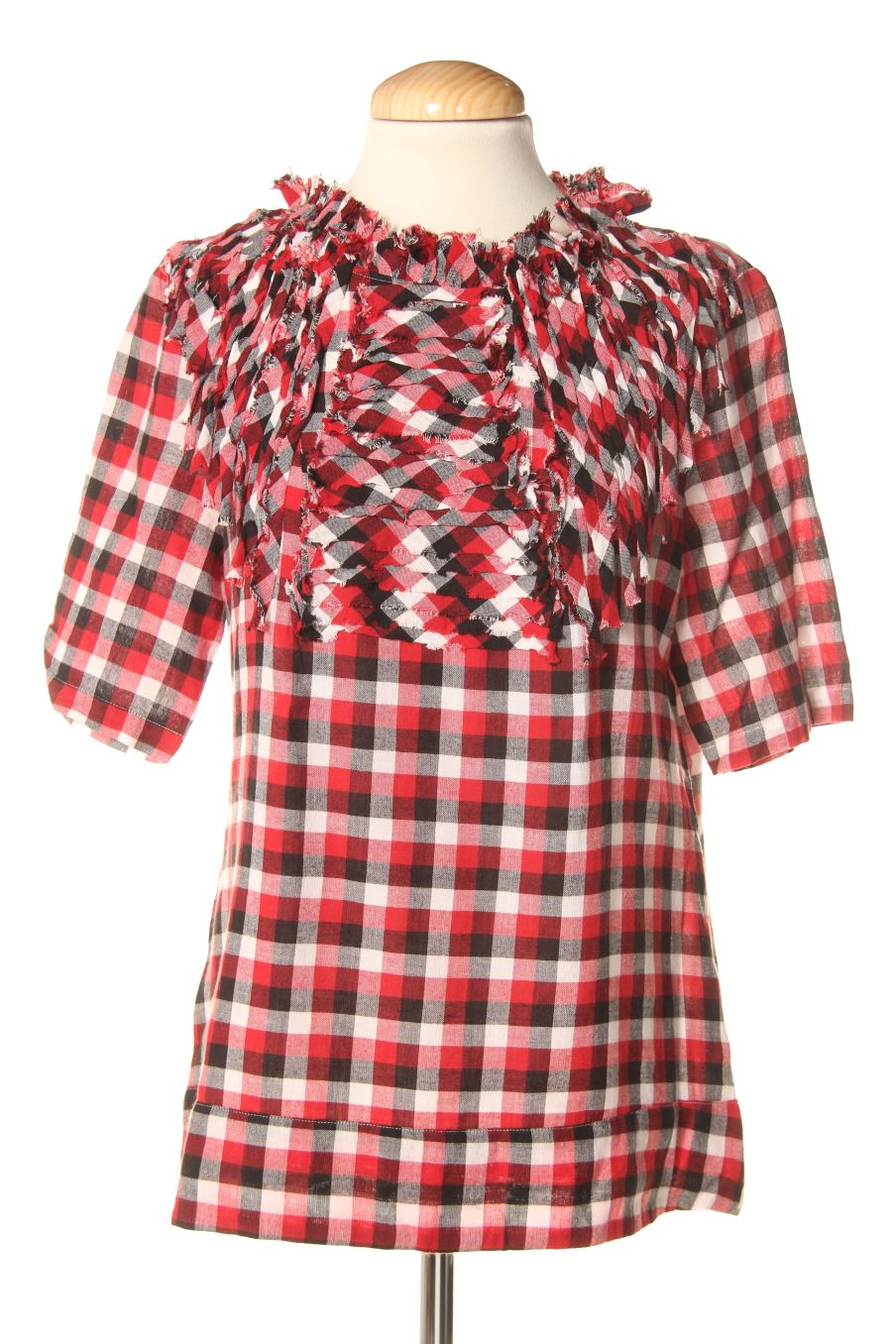 Blusa de manga corta de U (by Adolfo Dominguez) de la talla 40, de color cuadros