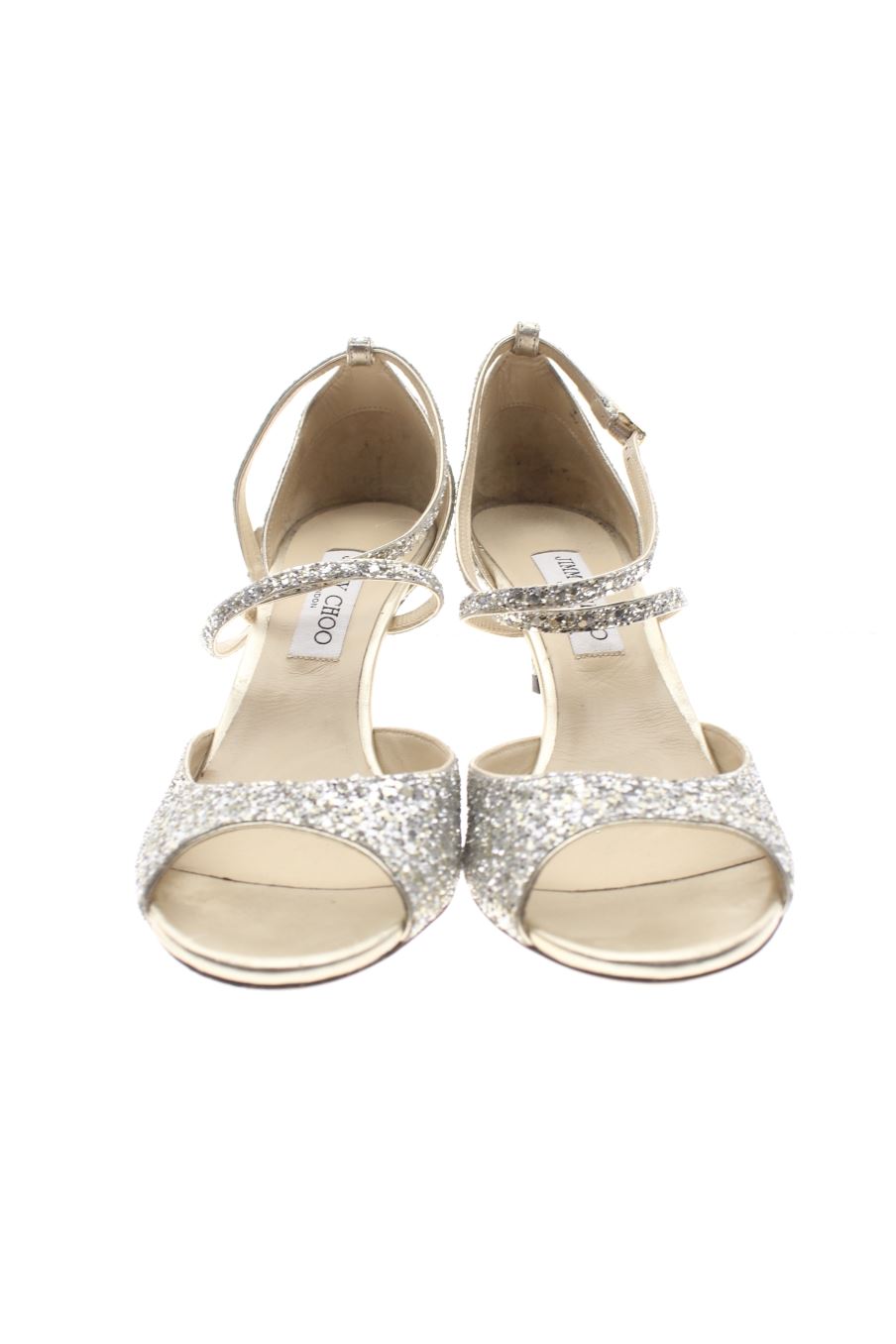 Sandalias tacon de Jimmy Choo de la talla 43, de color plateado de
