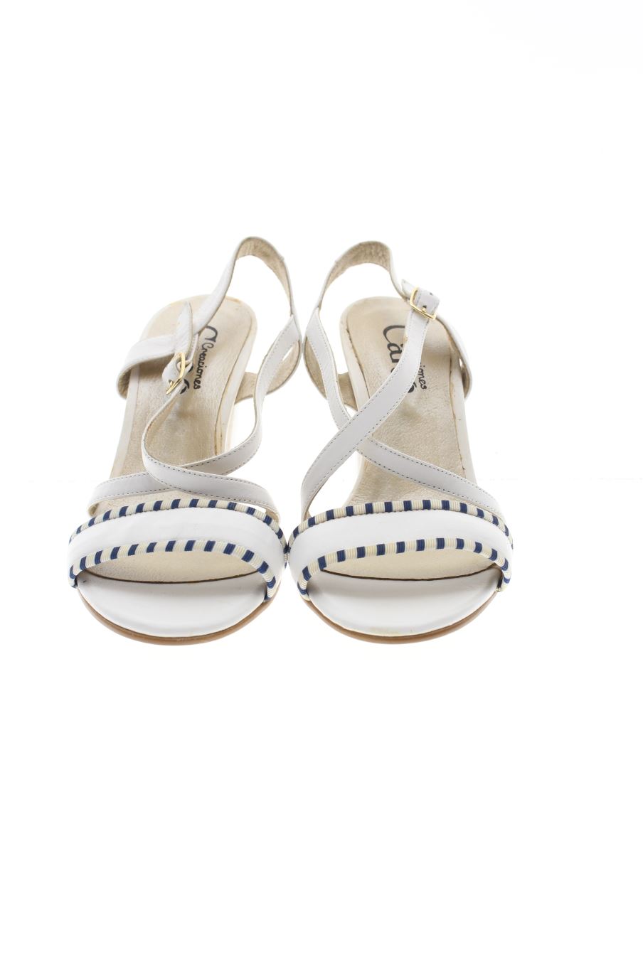 Sandalias tacon de Creaciones Cano de la talla 37, de color blanco de