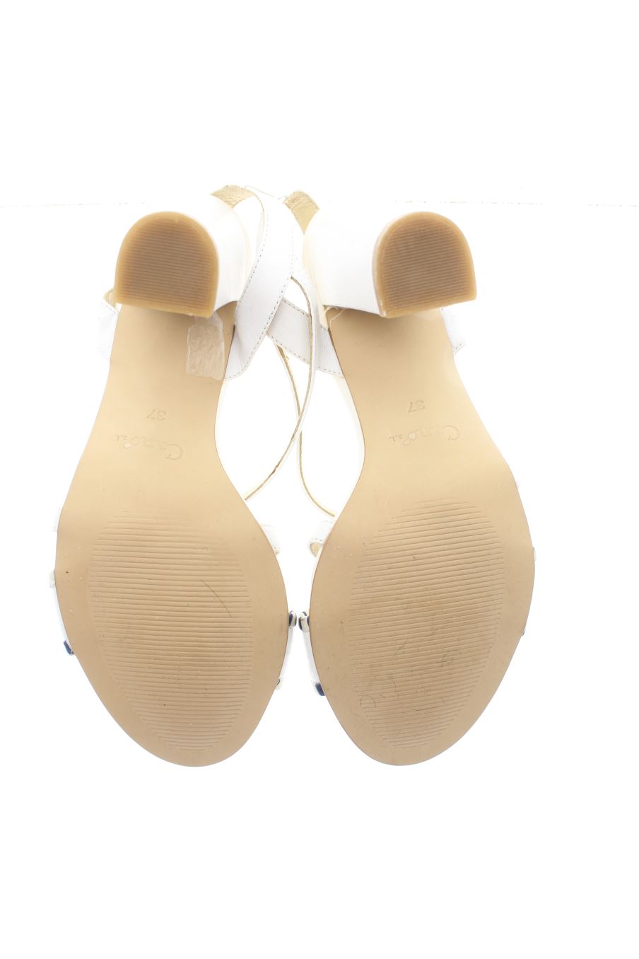 Sandalias tacon de Creaciones Cano de la talla 37, de color blanco de