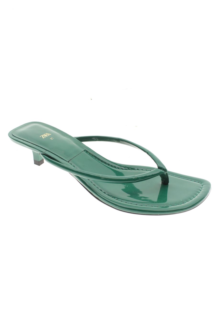 Sandalias tacon de Zara de la talla 38, de color verde de