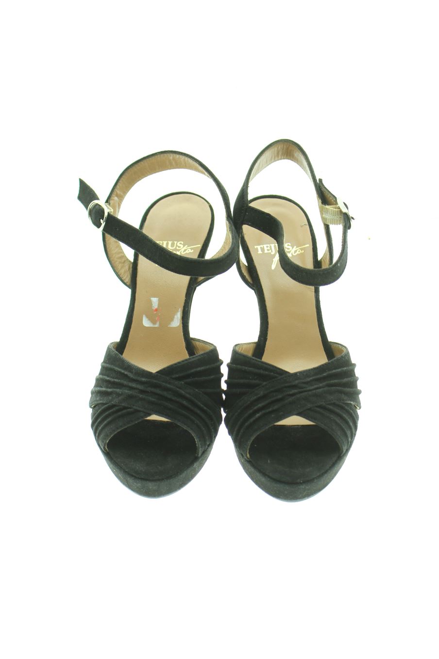 Sandalias tacon de Tejus de la talla 36, de color negro de