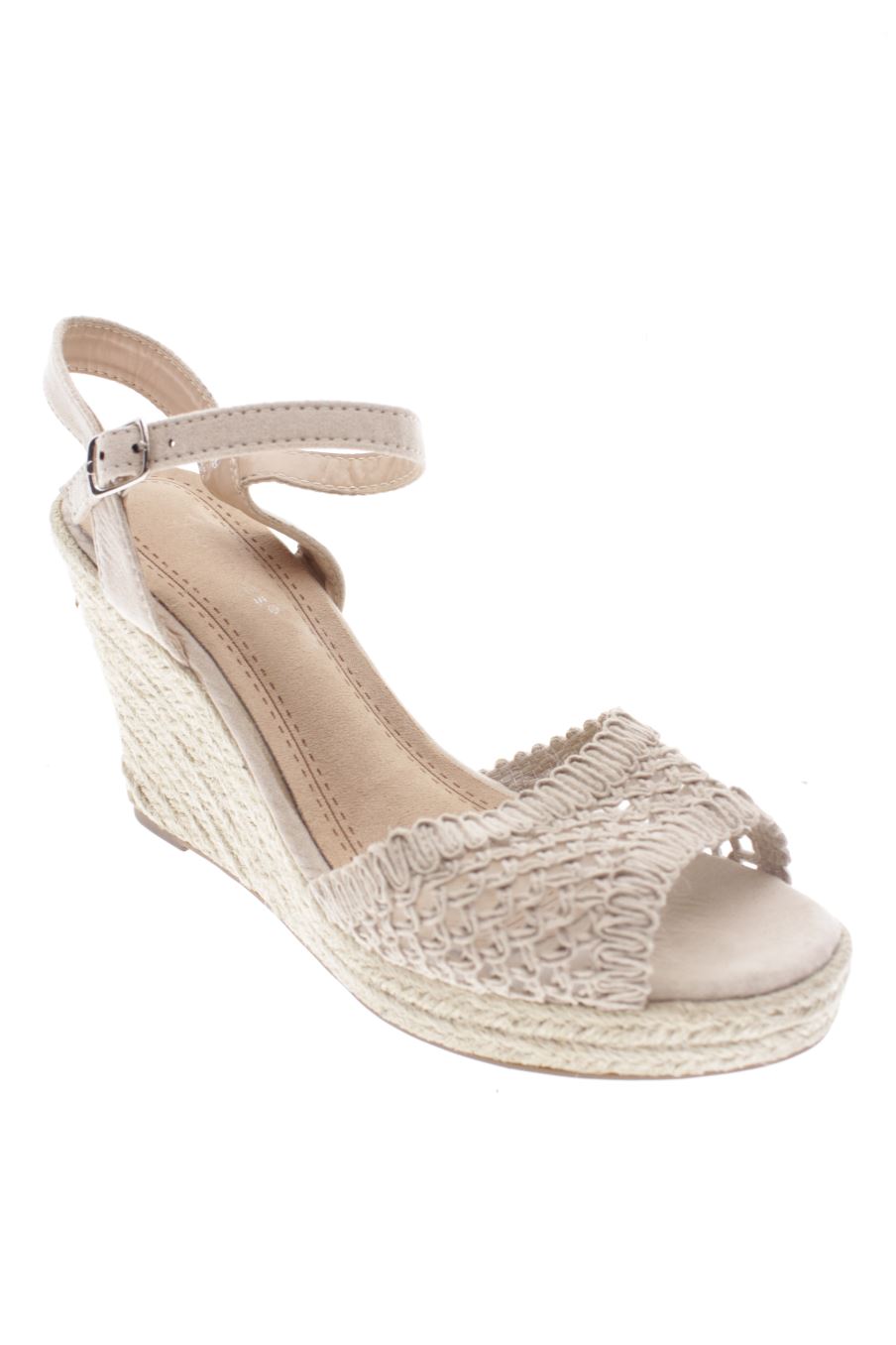 Sandalias tacon de Ideal Shoes de la talla 39, de color beige de