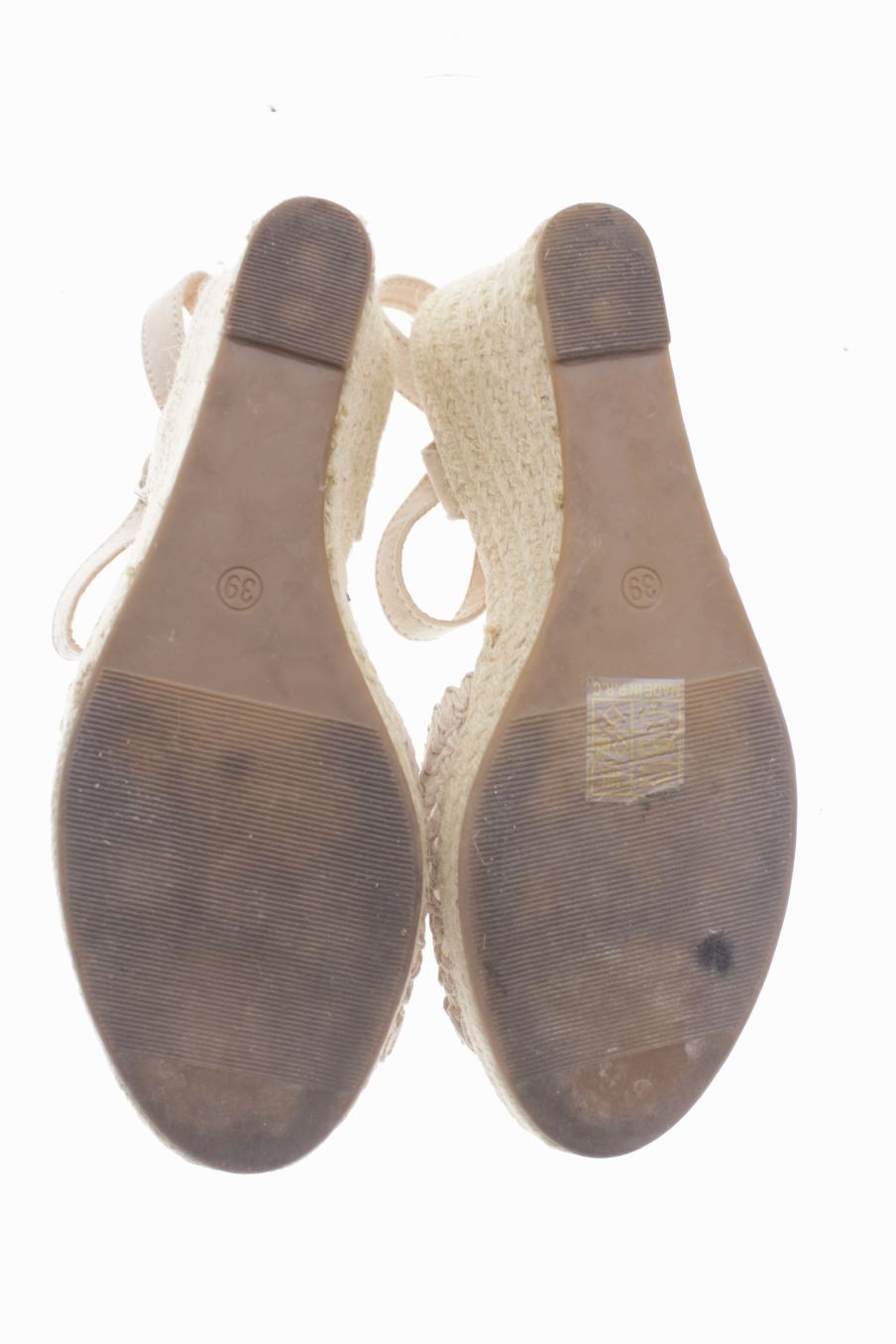 Sandalias tacon de Ideal Shoes de la talla 39, de color beige de