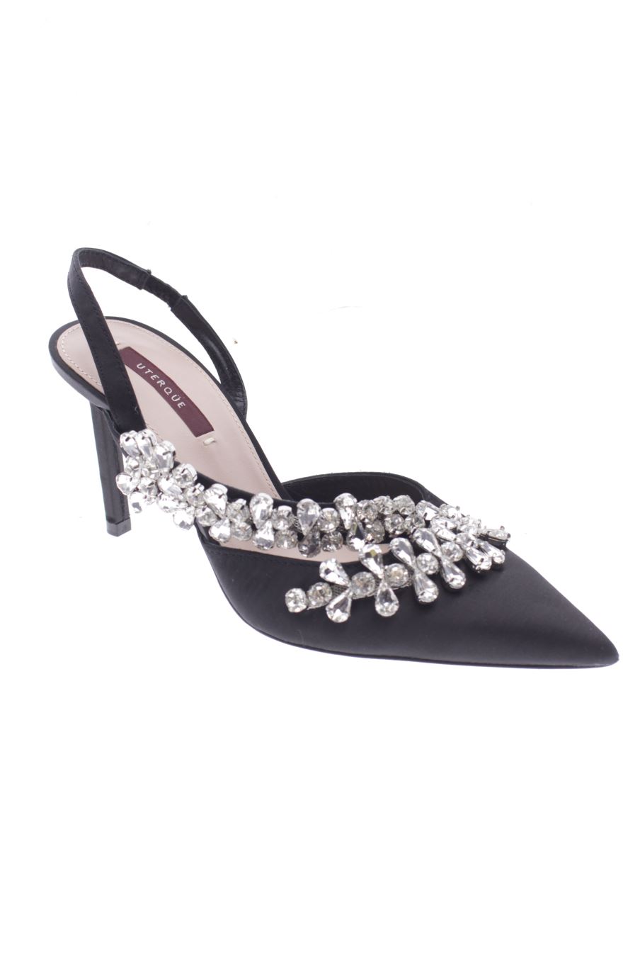 Sandalias tacon de Uterqüe de la talla 36, de color negro de