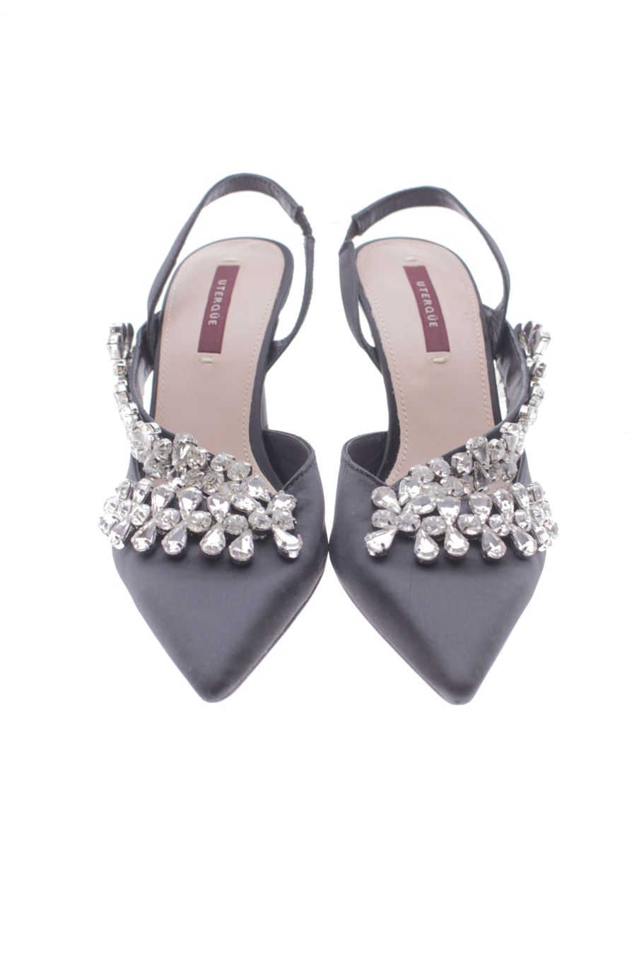 Sandalias tacon de Uterqüe de la talla 36, de color negro de