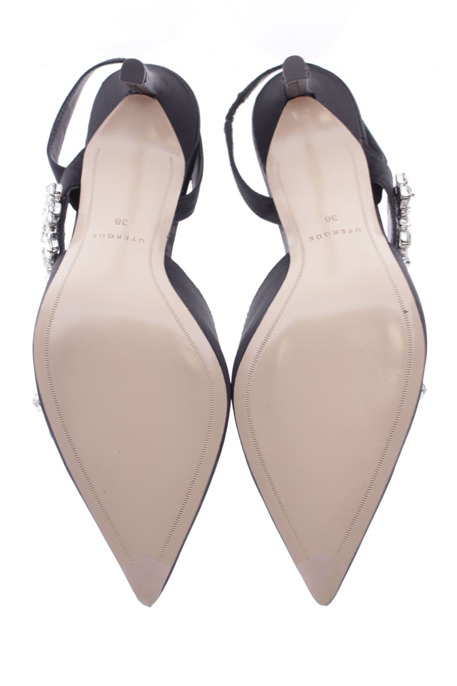 Sandalias tacon de Uterqüe de la talla 36, de color negro de