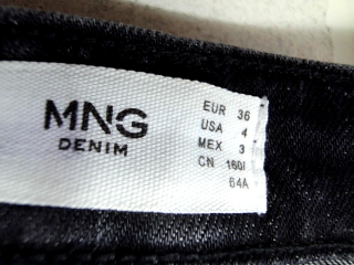 Vaquero de Mango de la talla 36, de color negro de ropa vaquera