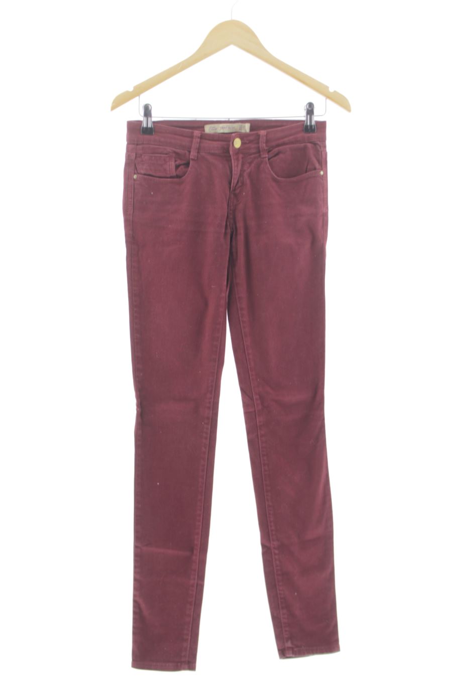 Vaquero de trf (ZARA) de la talla 34, de color burdeos de ropa vaquera