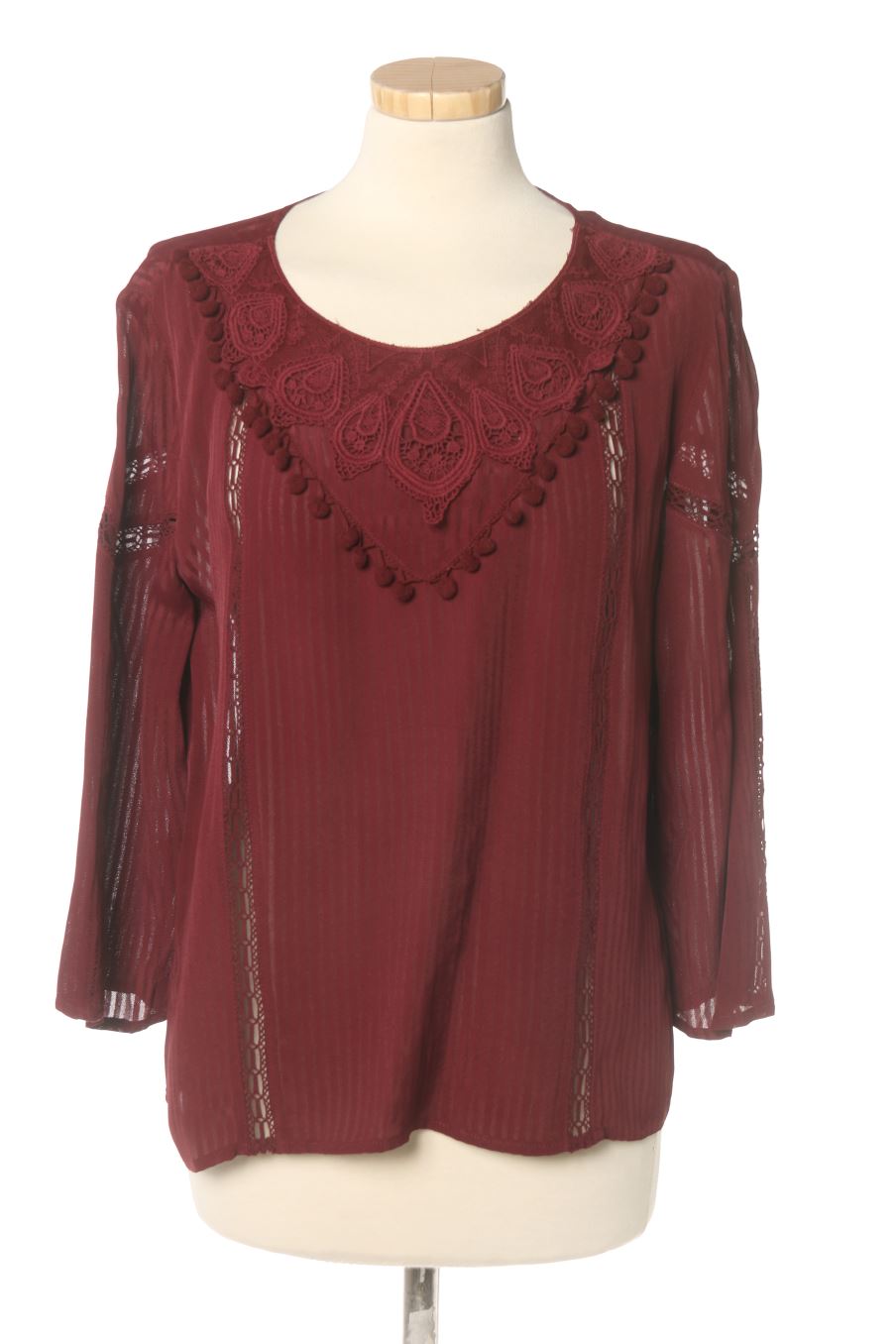 Blouse à manches longues Amichi de la taille L, de couleur bordeaux