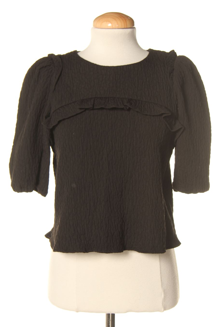 Blouse à manches courtes Zara de la taille S, de couleur noir