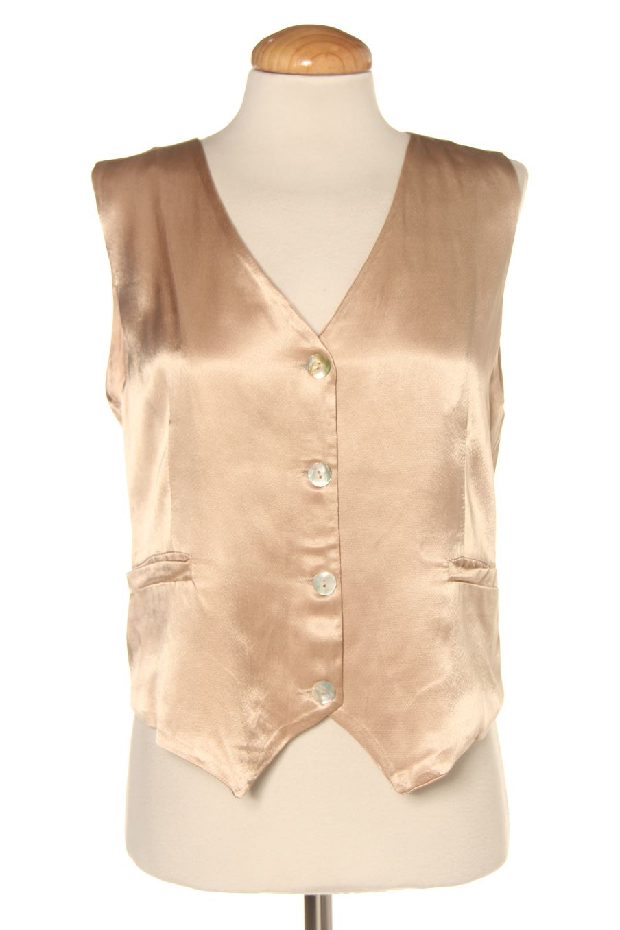 Chaleco de tela de ameé de la talla S, de color beige