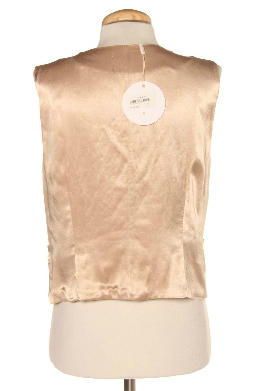Chaleco de tela de ameé de la talla S, de color beige