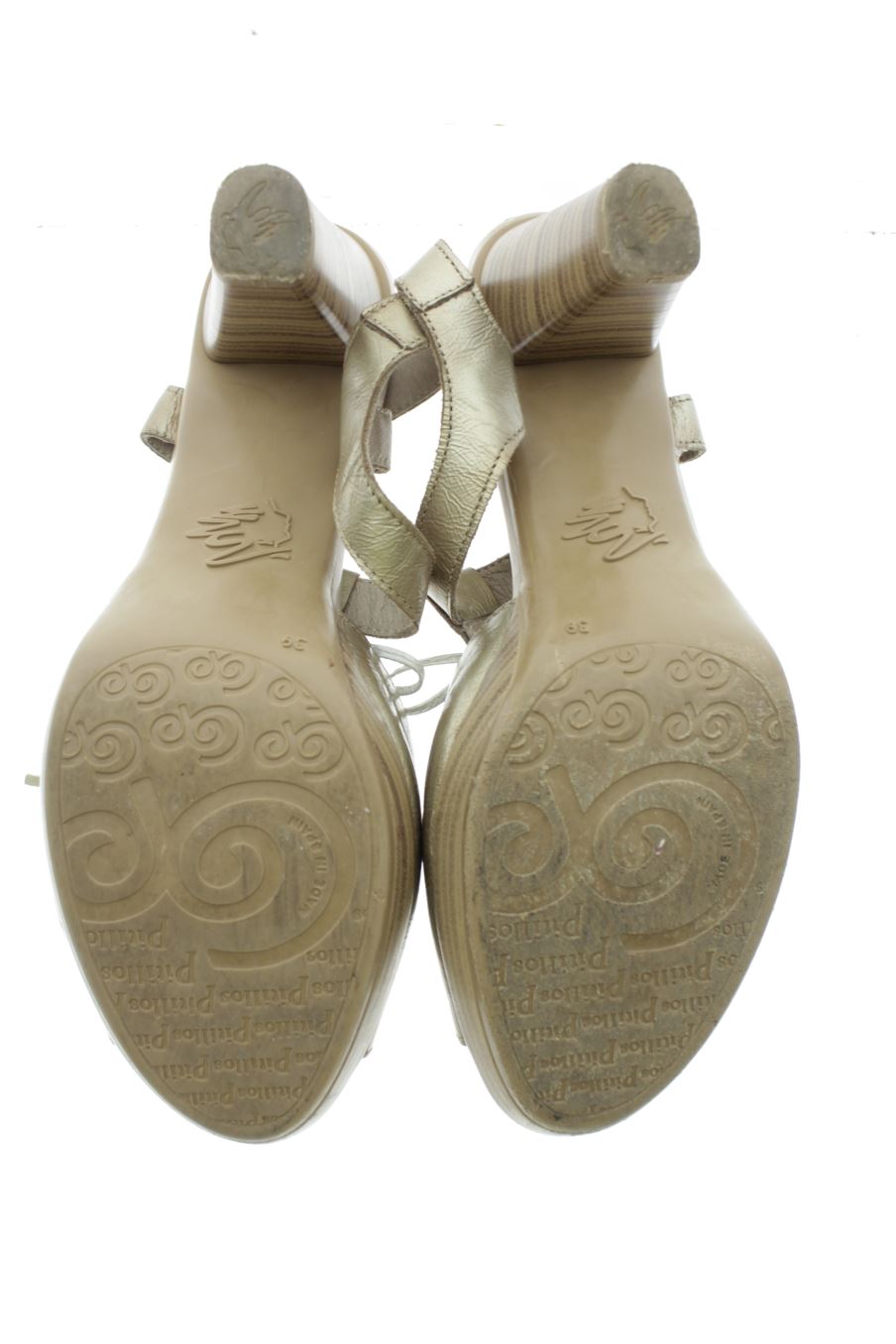 Sandalias tacon de Pitillos de la talla 39, de color dorado de