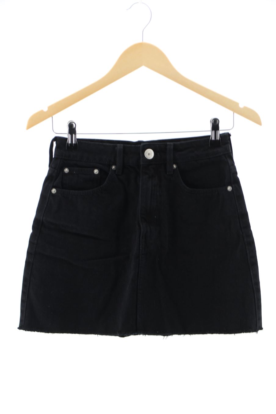Aufwändiger Rock von Zara Größe XS, Farbe Schwarz, aus Jeanskleidung für