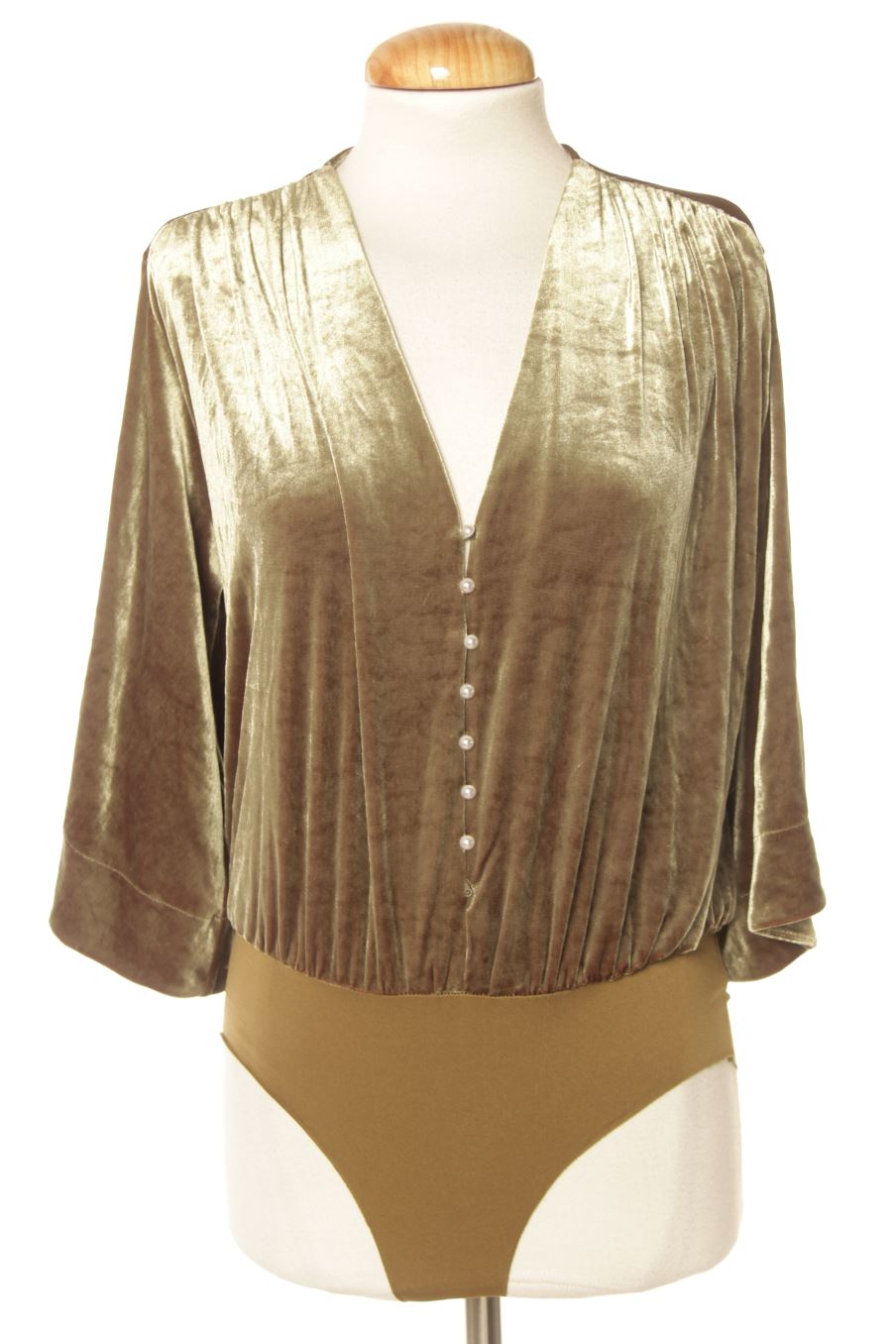 Body de Zara de la talla S, de color verde de terciopelo
