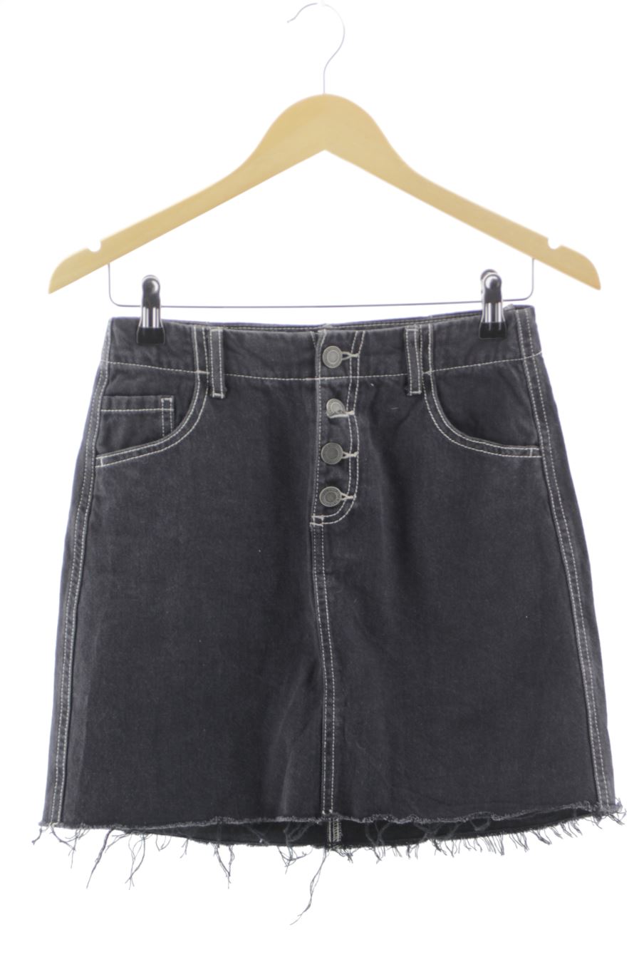 Aufwändiger Rock von Stradivarius Größe 36, Farbe Schwarz, aus Jeanskleidung für