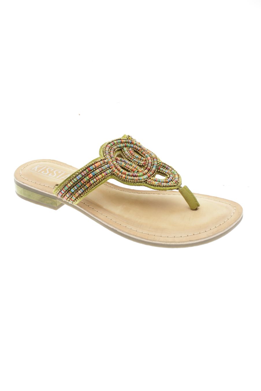 Sandalias planas de Kissa by Sybille Hain de la talla 39, de color verde de