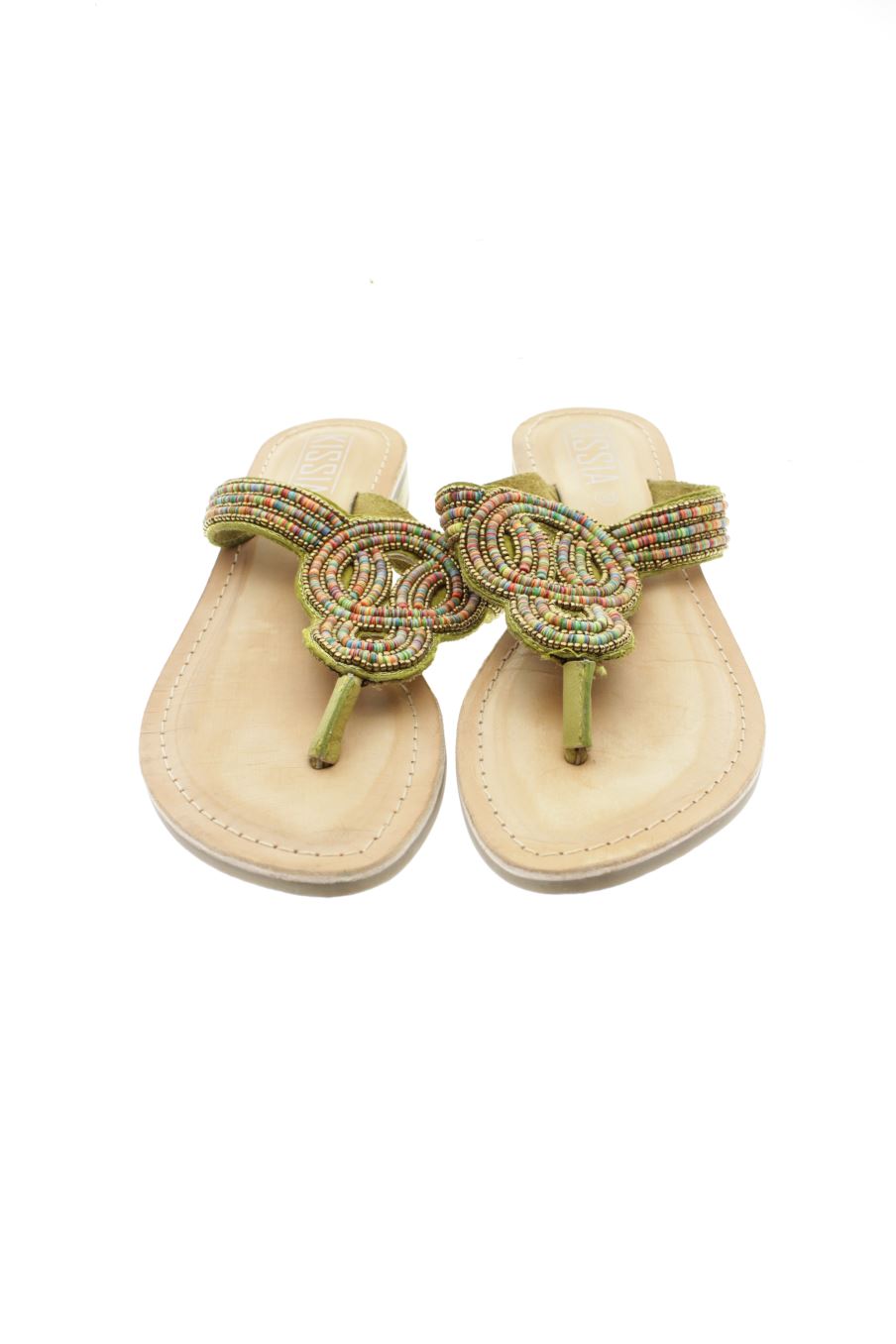 Sandalias planas de Kissa by Sybille Hain de la talla 39, de color verde de