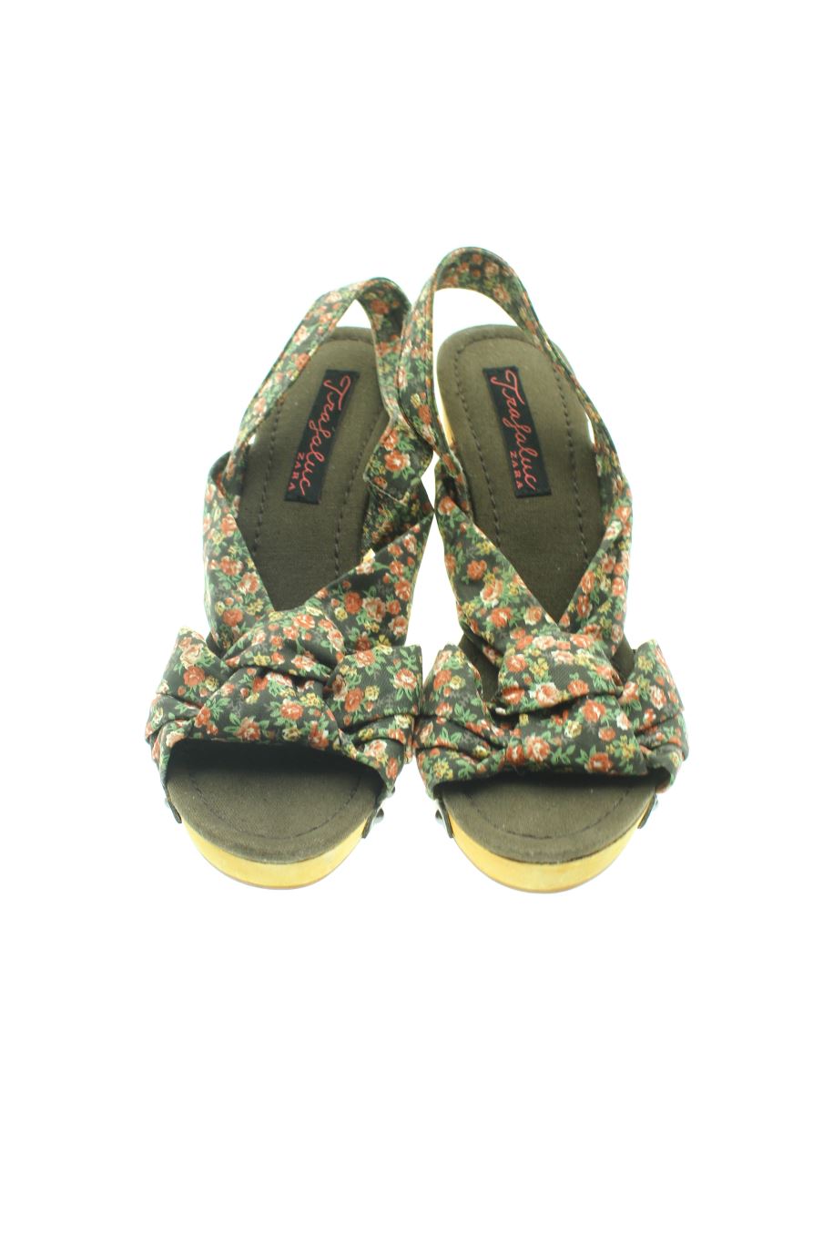 Sandalias tacon de Trafaluc de la talla 38, de color flores de