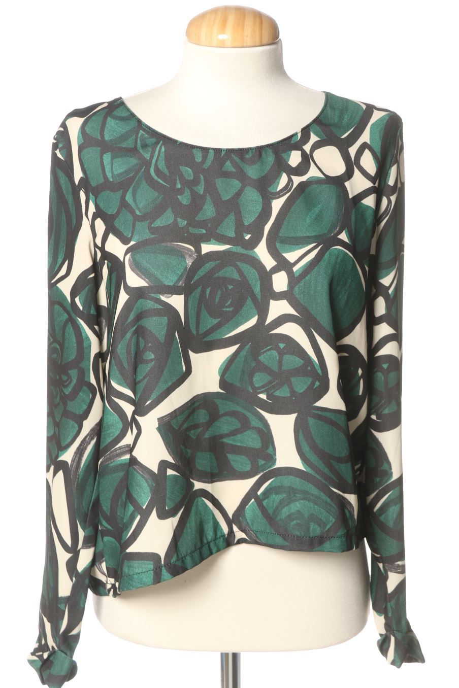 Blouse à manches longues Zara de la taille L, de couleur vert