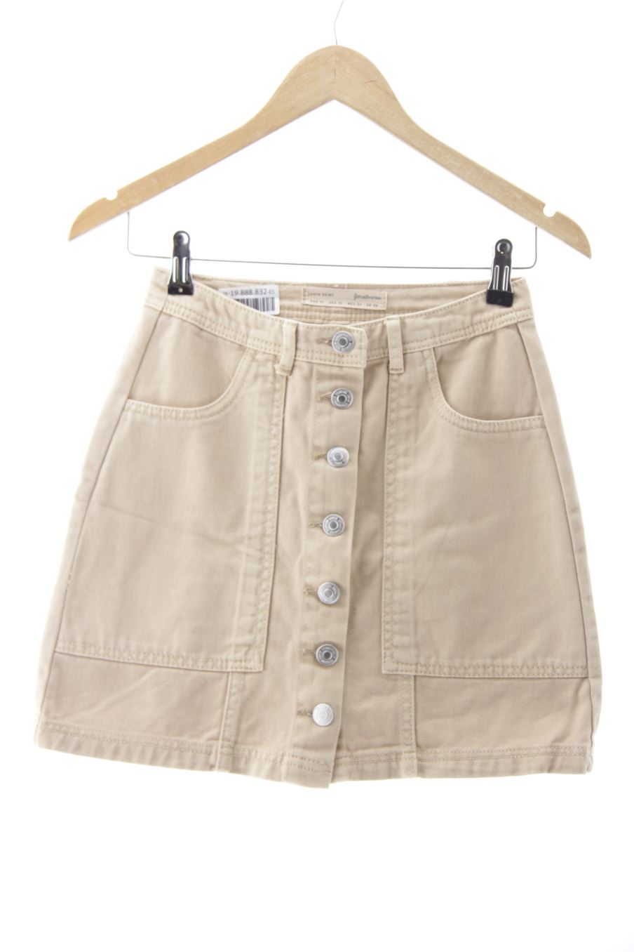 Jupe Stradivarius de la taille 34, de couleur beige de denim