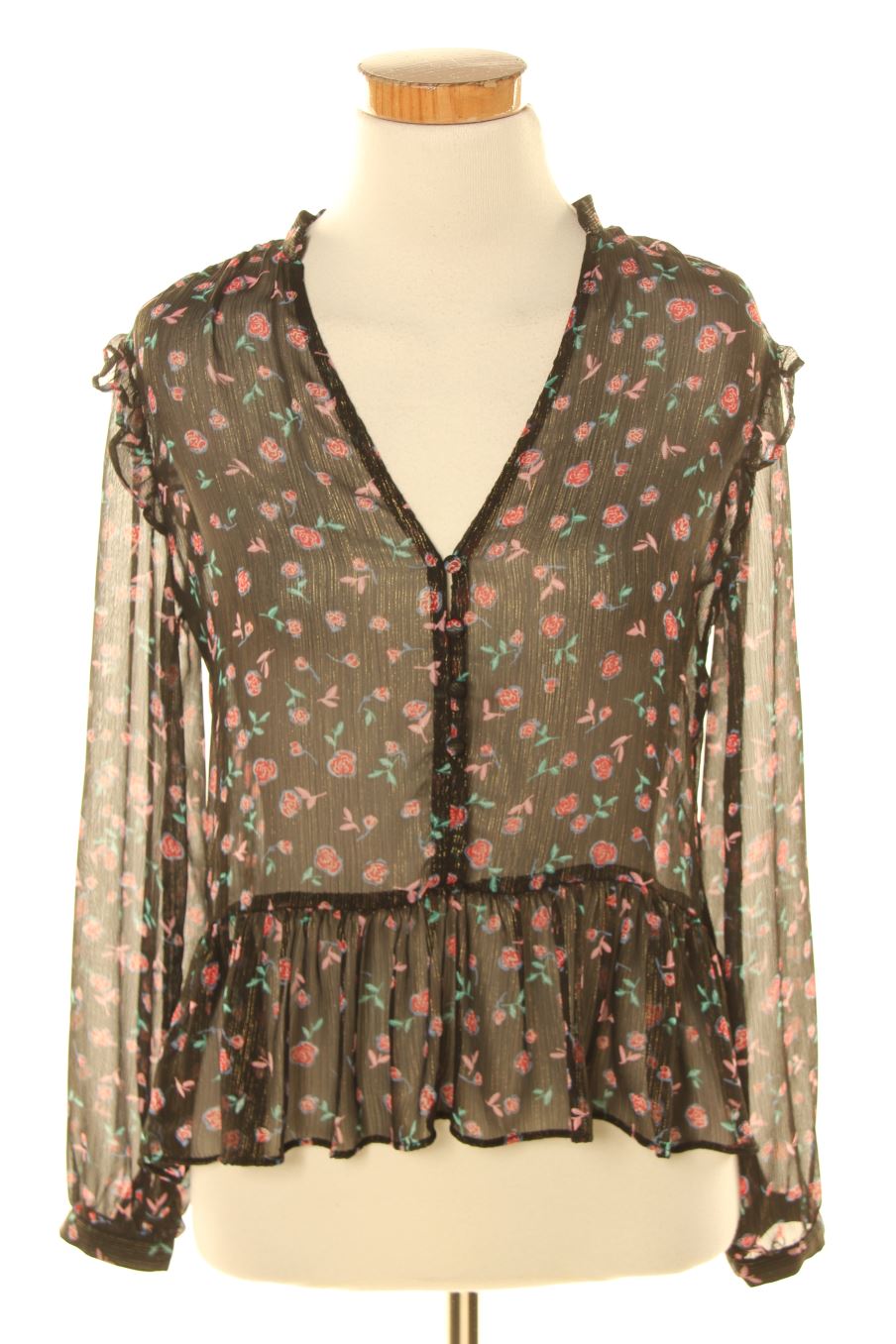 Blusa de manga corta de Zara de la talla XS, de color flores