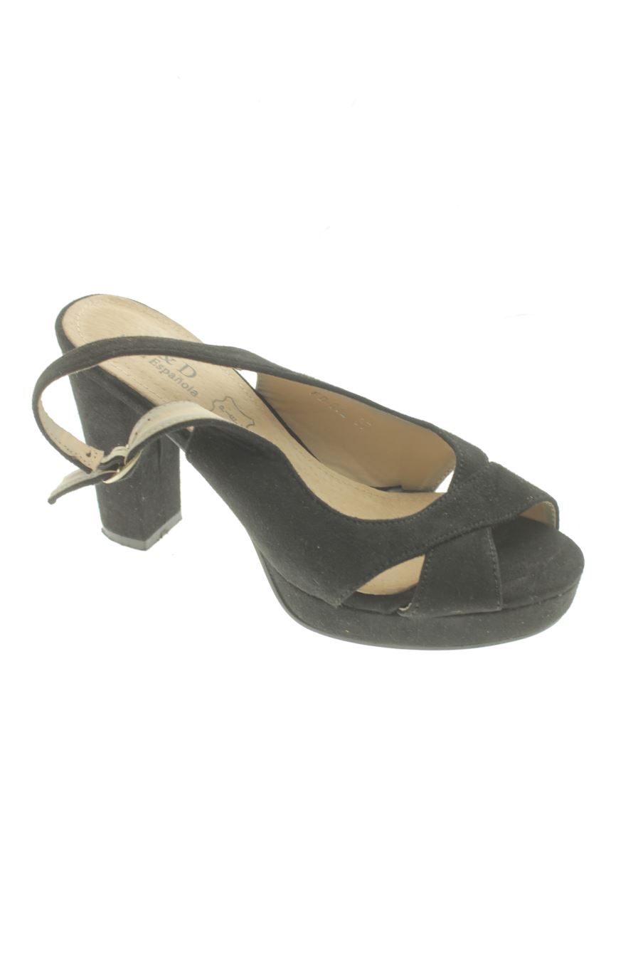 Sandalias tacon de H&D de la talla 37, de color negro de