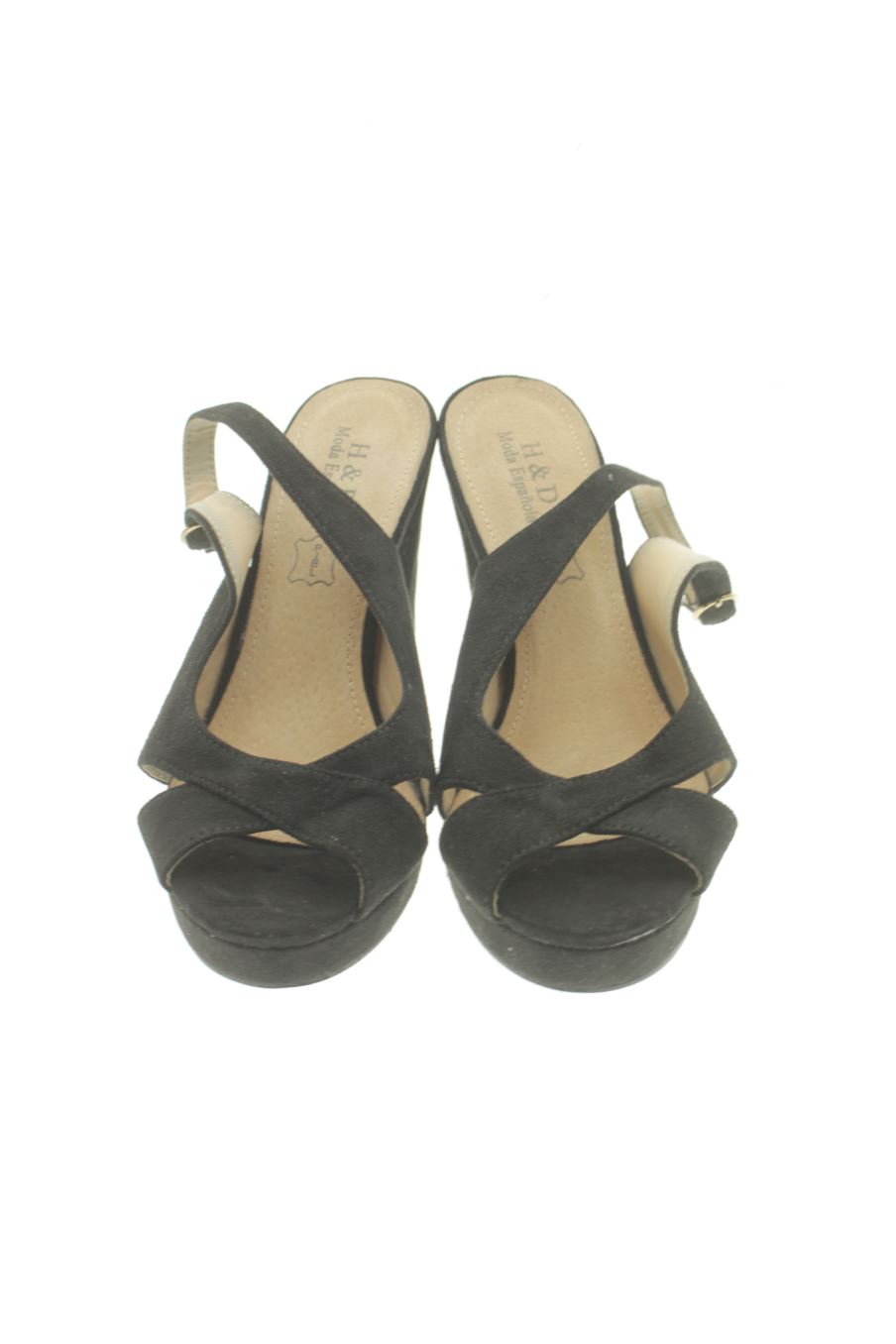 Sandalias tacon de H&D de la talla 37, de color negro de