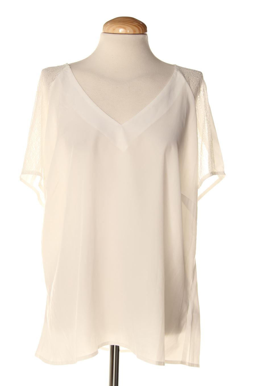 Blusa de manga corta de Castaluna de la talla 48, de color blanco