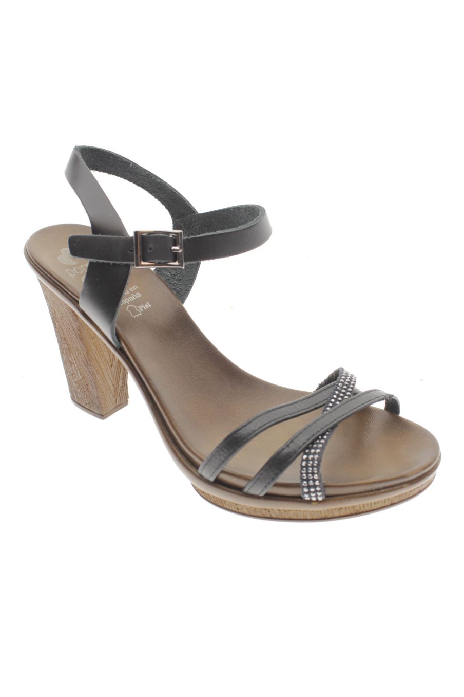 Sandalias tacon de porronet de la talla 38, de color negro de