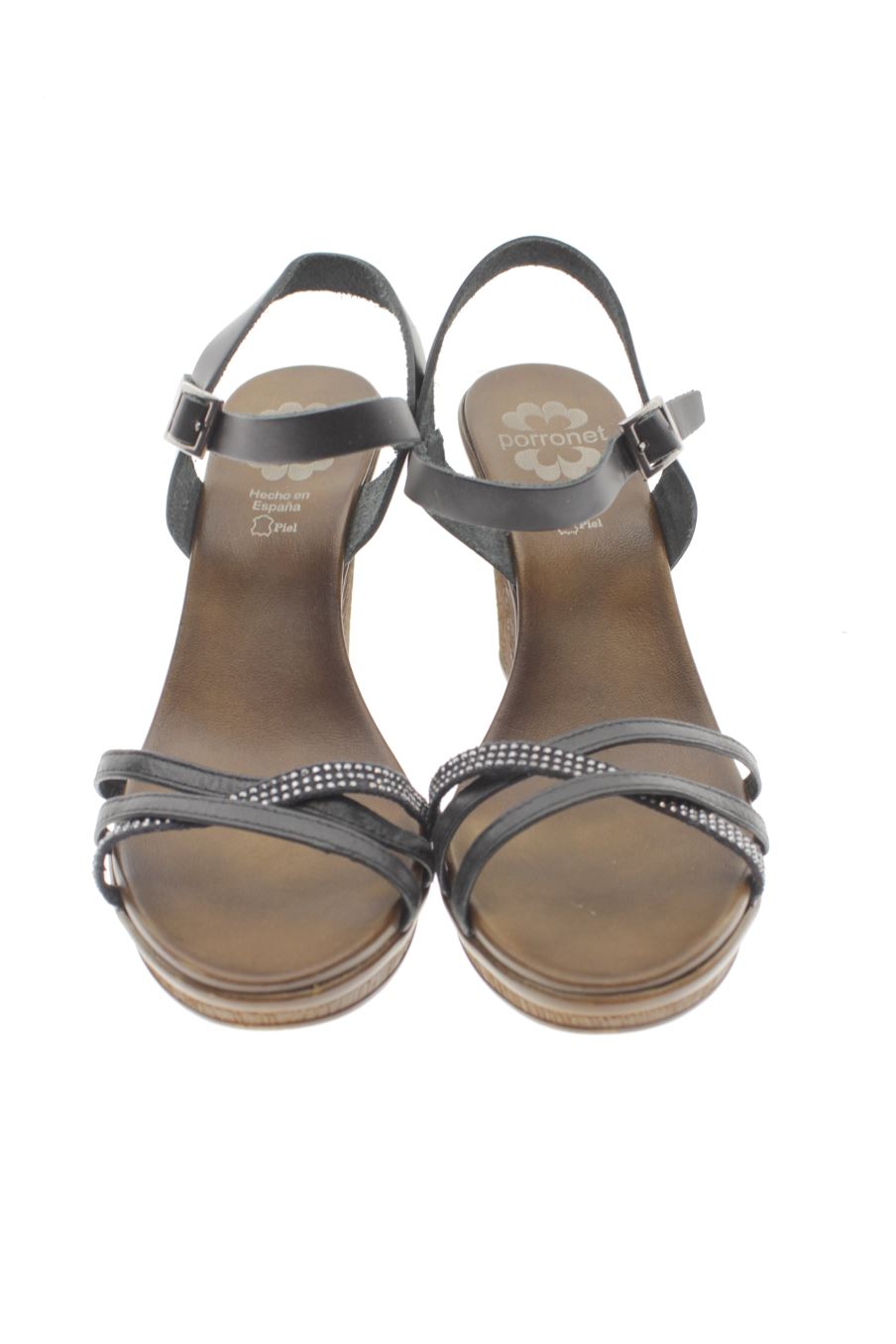 Sandalias tacon de porronet de la talla 38, de color negro de
