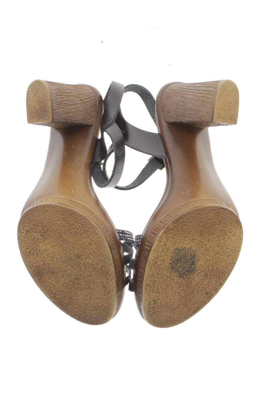 Sandalias tacon de porronet de la talla 38, de color negro de