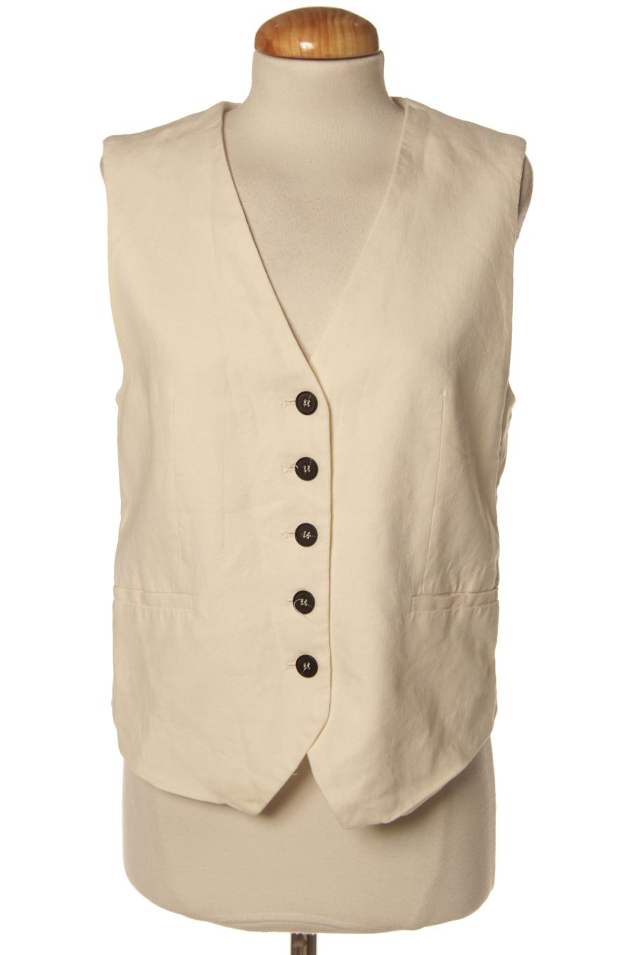 Chaleco de tela de Zara de la talla S, de color beige