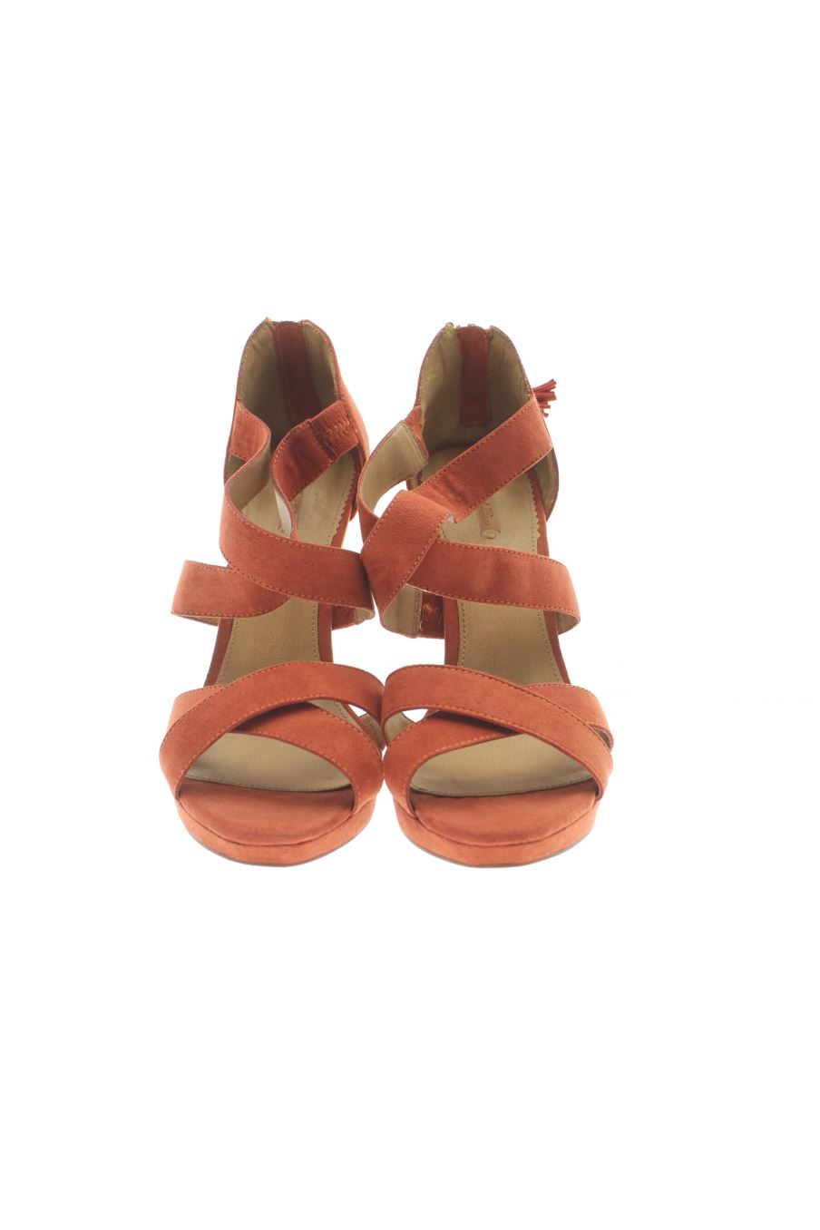 Sandalias tacon de Pull & Bear de la talla 39, de color naranja de