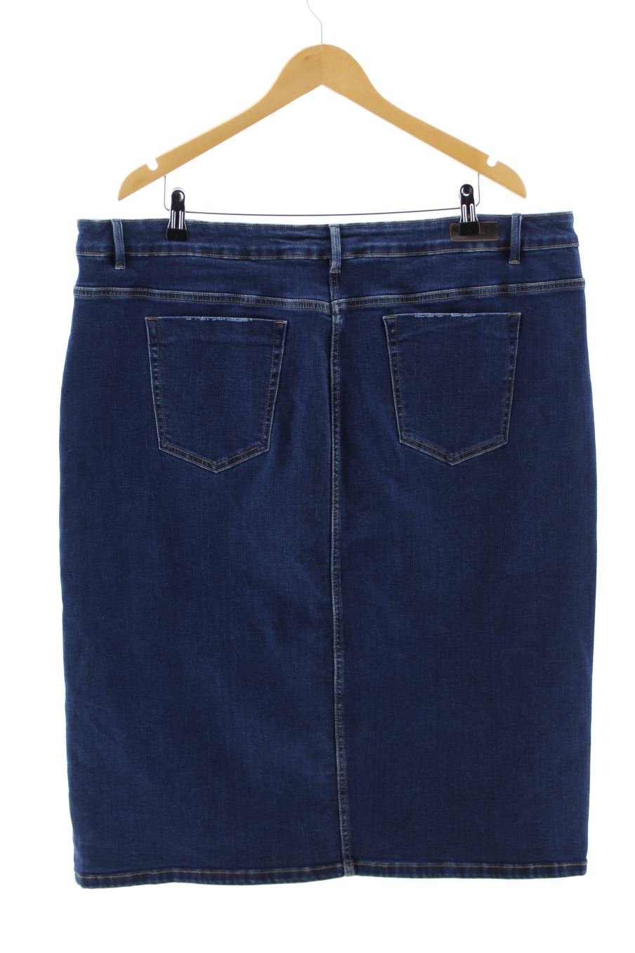 Jupe Couchel de la taille 56, de couleur bleu de denim