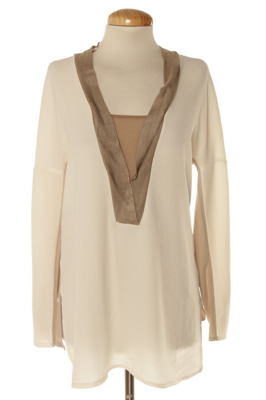 Blusa de manga larga de Zara de la talla S, de color beige