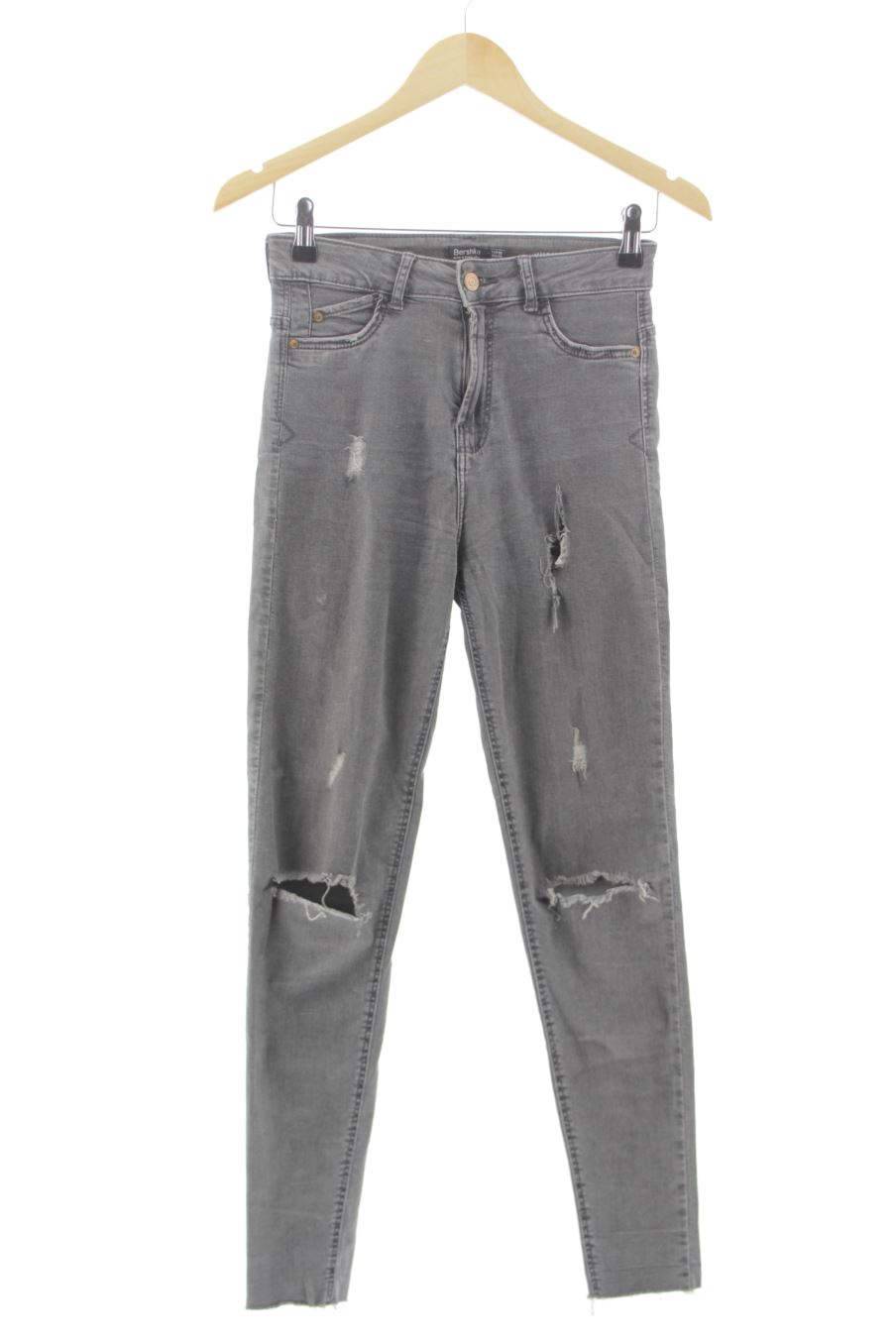 Jeans Bershka de la taille 36, de couleur gris de denim
